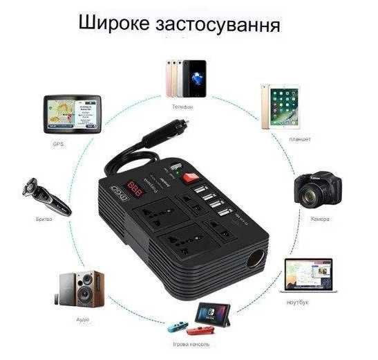 Автомобільний інвертор TEN SPACE E8982 12V/220V 300W, USB 5V 4,1A