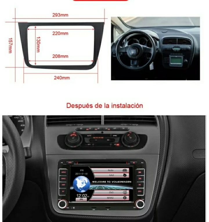 Auto Rádio Seat Altea & Toledo Aro Incluído Com GPS DVD USB Bluetooth