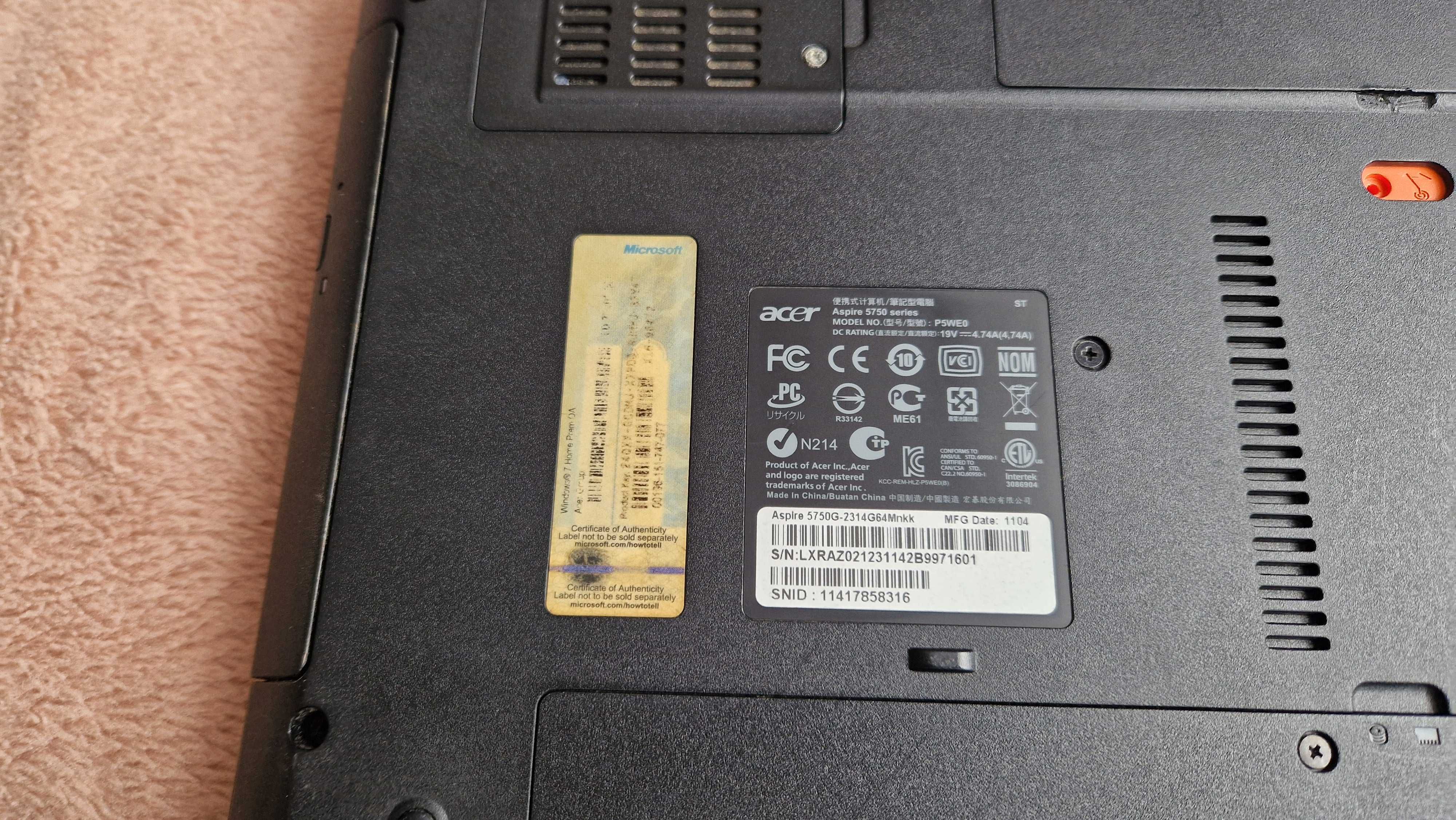 Laptop Acer Aspire 5750G