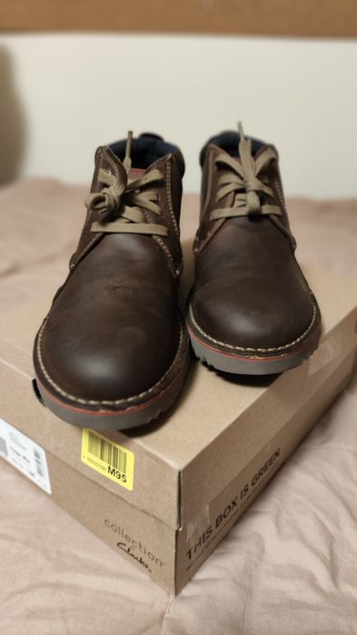 Clarks Vargo Mid Dark Brown Leather męskie trzewiki rozm 44