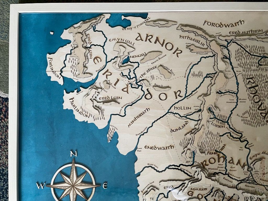 Władca Pierścieni mapa 3D drewno