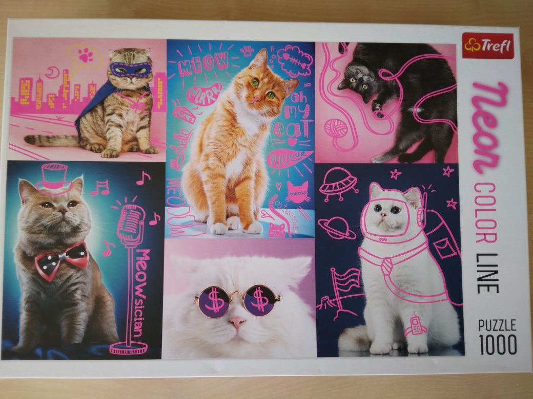 Puzzle trefl koty 1000 neon color line