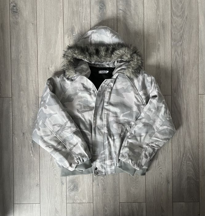 Бомбер сірий камуфляж з мехом opium archive MA1 аляска куртка курточка