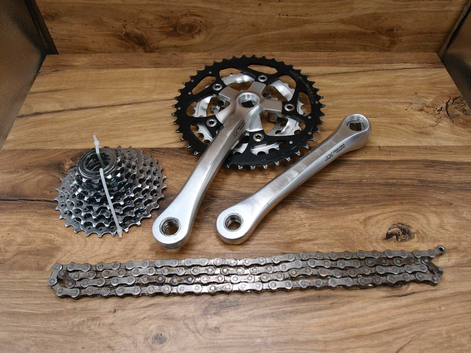 korba rowerowa Shimano Deore XT FC-M737 + łańcuch + kaseta CS-M737