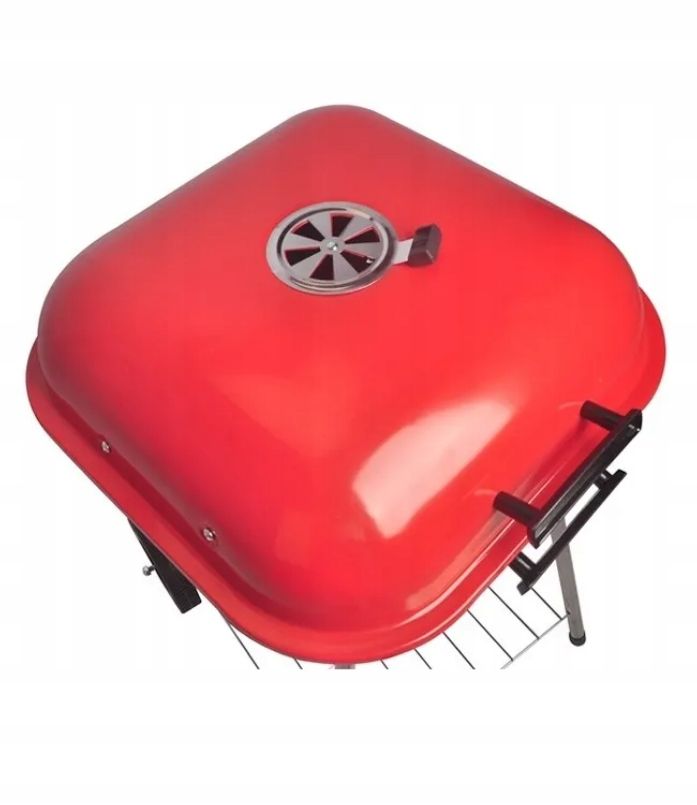 Grill węglowy ogrodowy ruszt 43,5x43,5cm kółka z pokrywą przenośny