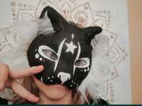 Maska czarny kot Therian Furry mask black Cat Handmade