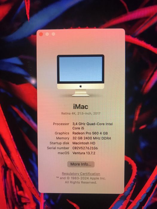 iMac 2017 21.5” 4K 32 GB RAM