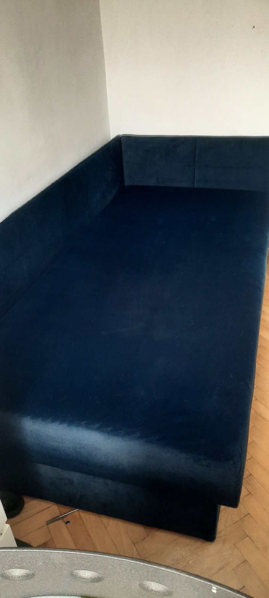 Łóżko tapczan młodzieżowe granatowe tapicerowane 90x190