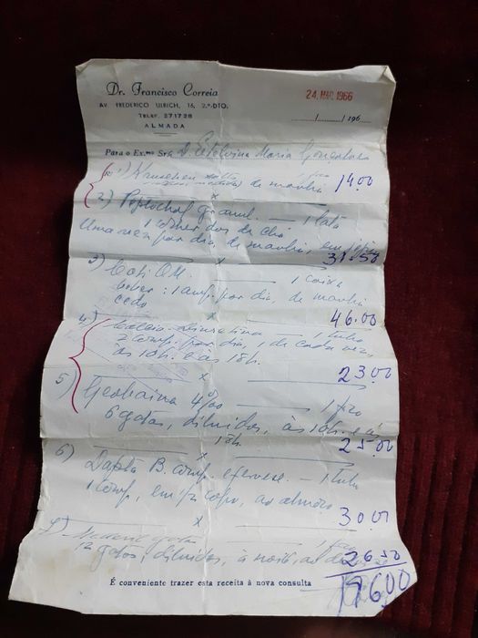 Carteira Antiga c/Receita 1966