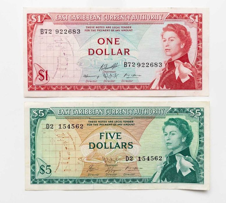 Karaiby Wschodnie 1, 5 dolarów 1965 P.13-14 Rzadkie