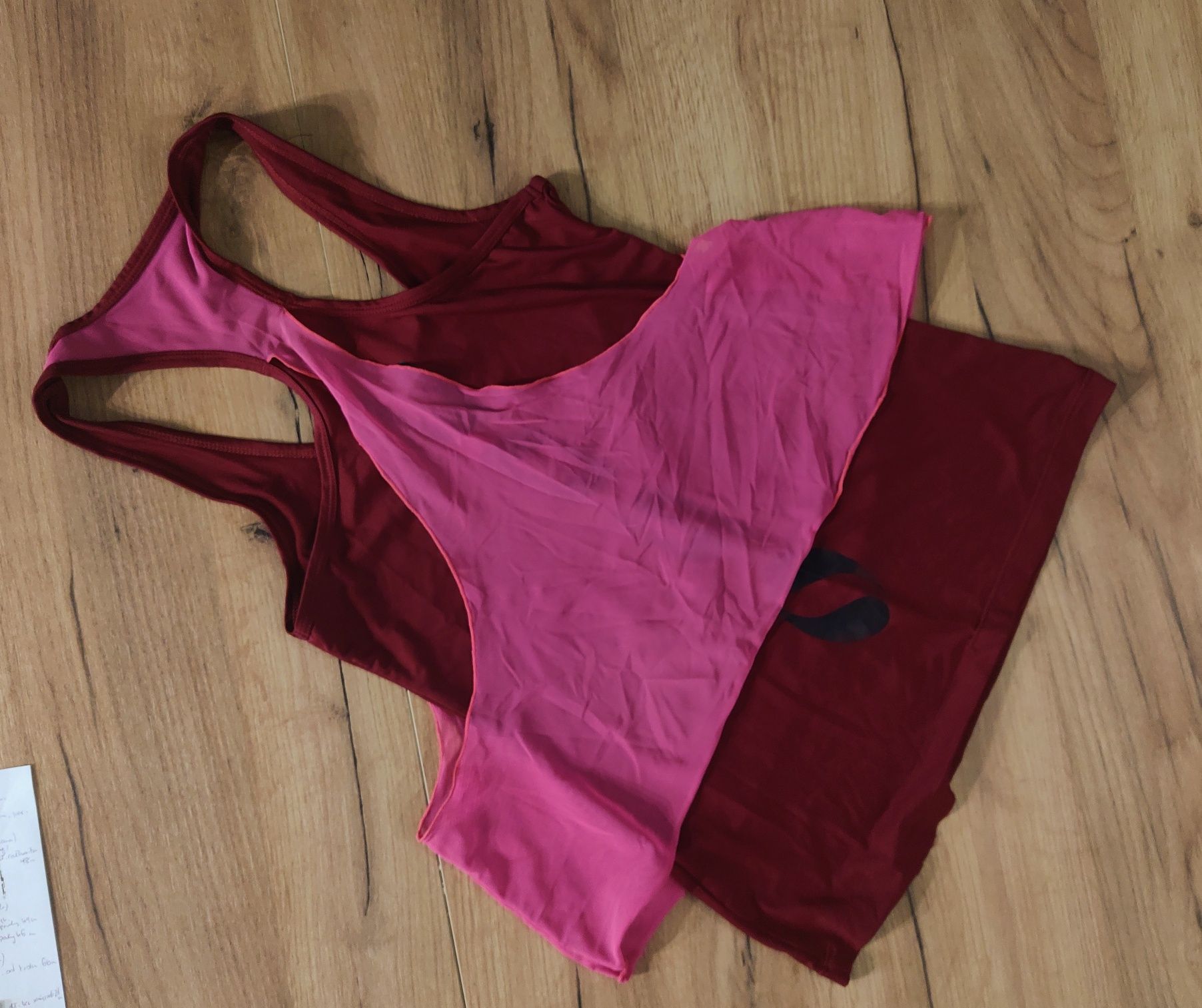 Sportowy top bluzka z siateczką XS S bordo róż neon fitness koszulka