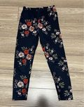 Legginsy granatowe w kwiaty Shein 122 cm