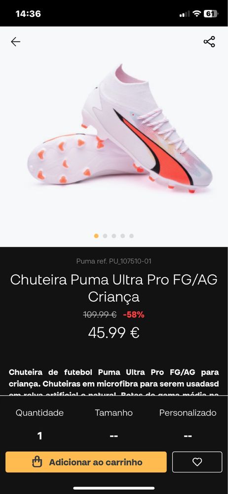 Chuteiras crianca