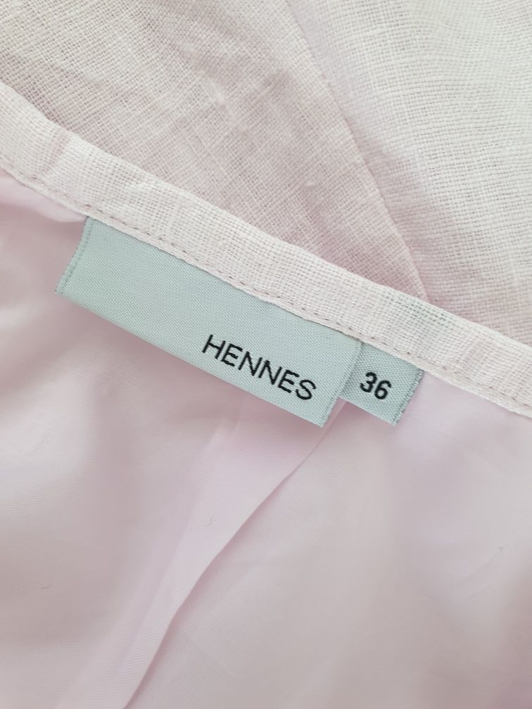 Lniana różowa spódnica Midi H&M 36
