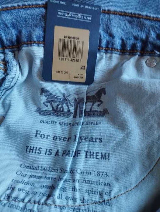 Levi's levis 505 Regular Fit Men's  джинси стрейч для великих 48х34