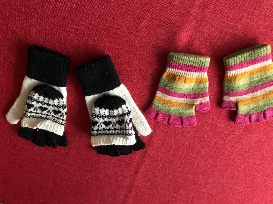 Fajne rękawiczki dla dziewczynki - 2 pary - okazja!