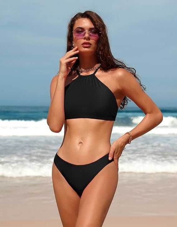 Strój kąpielowy dwuczęściowy bikini S czarny