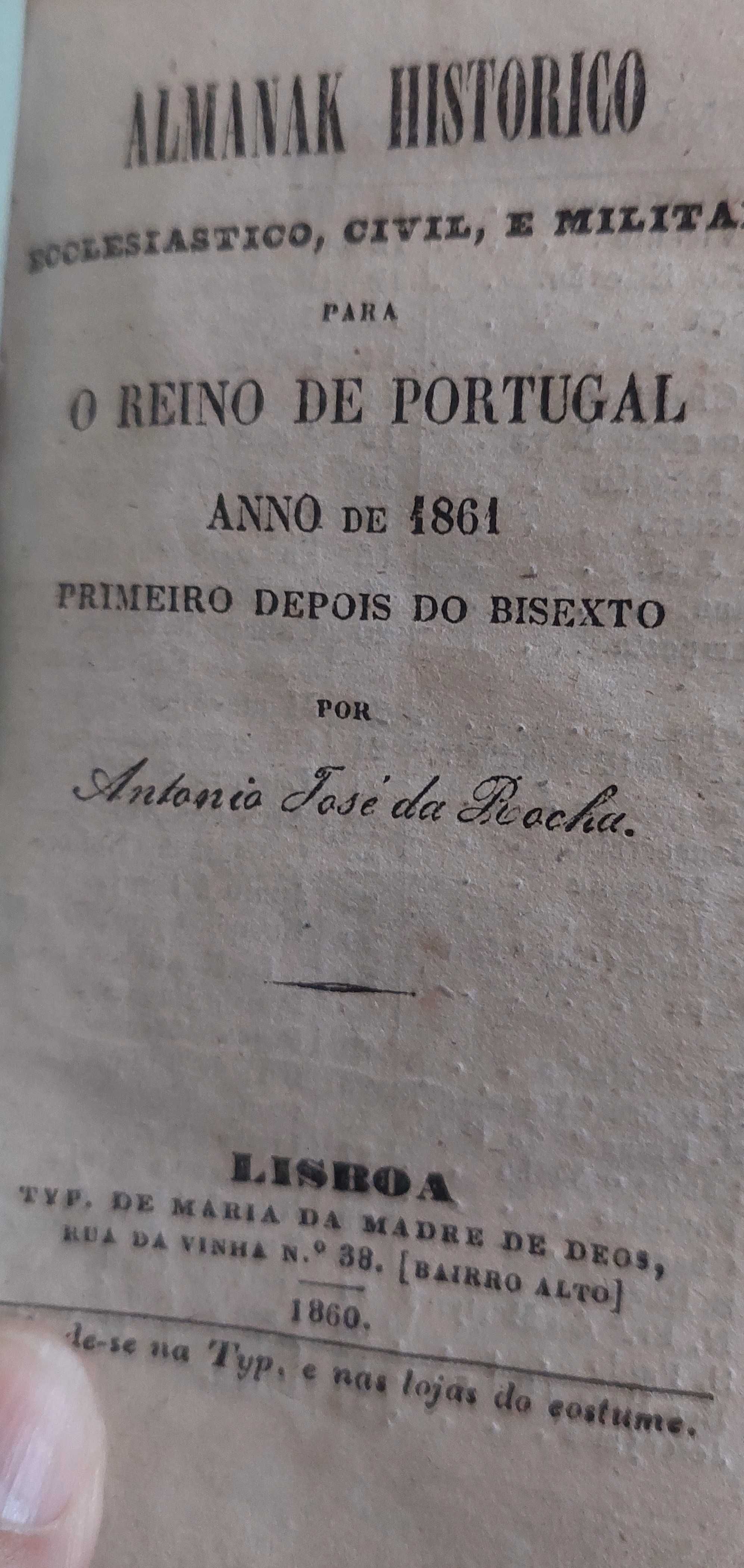 Dois almanaques 1860.  Almanaque Miguelista  1877