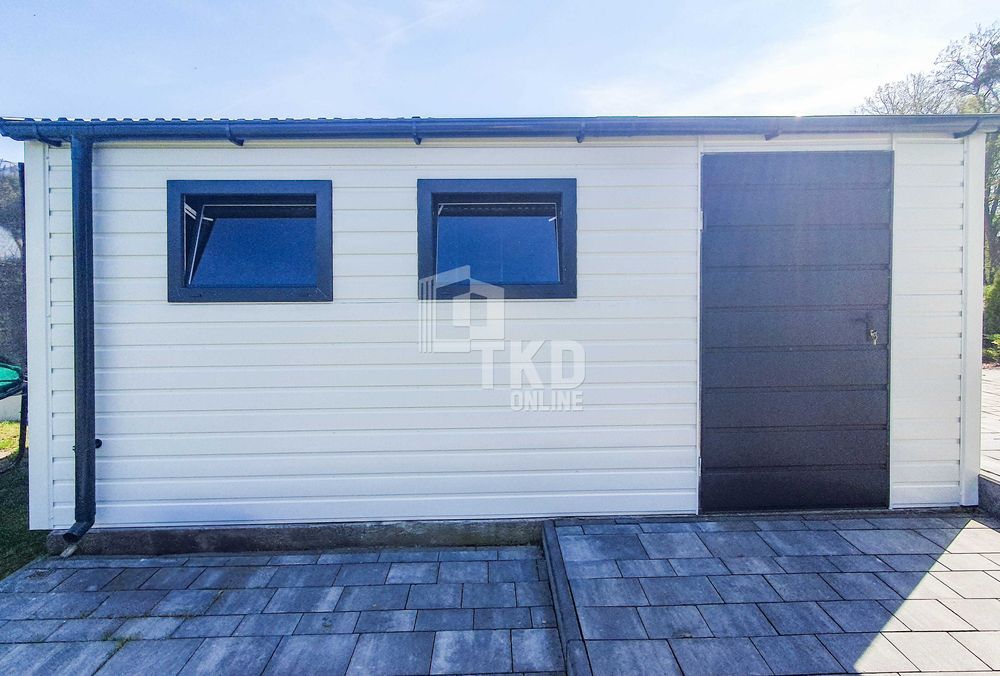 Schowek Domek Ogrodowy 4X5M Drzwi 2X Okno Biały Antracyt Rynny Tkd245