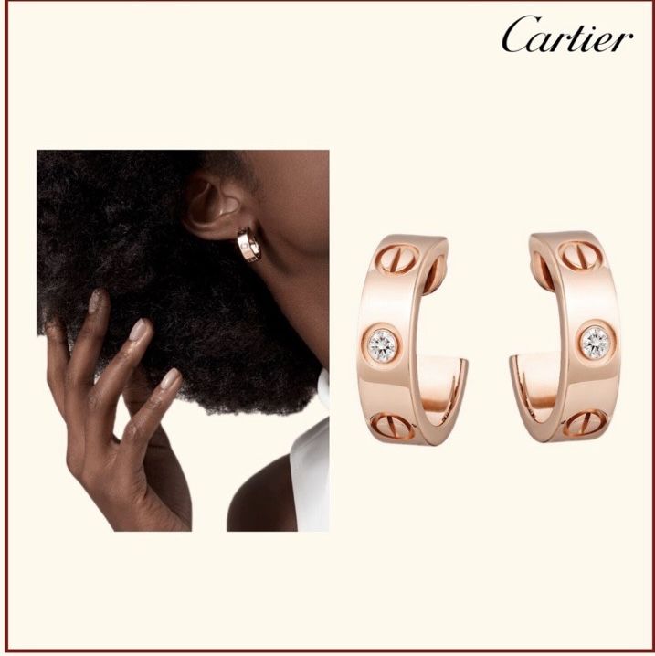 Золотые серьги Cartier Love с бриллиантами.