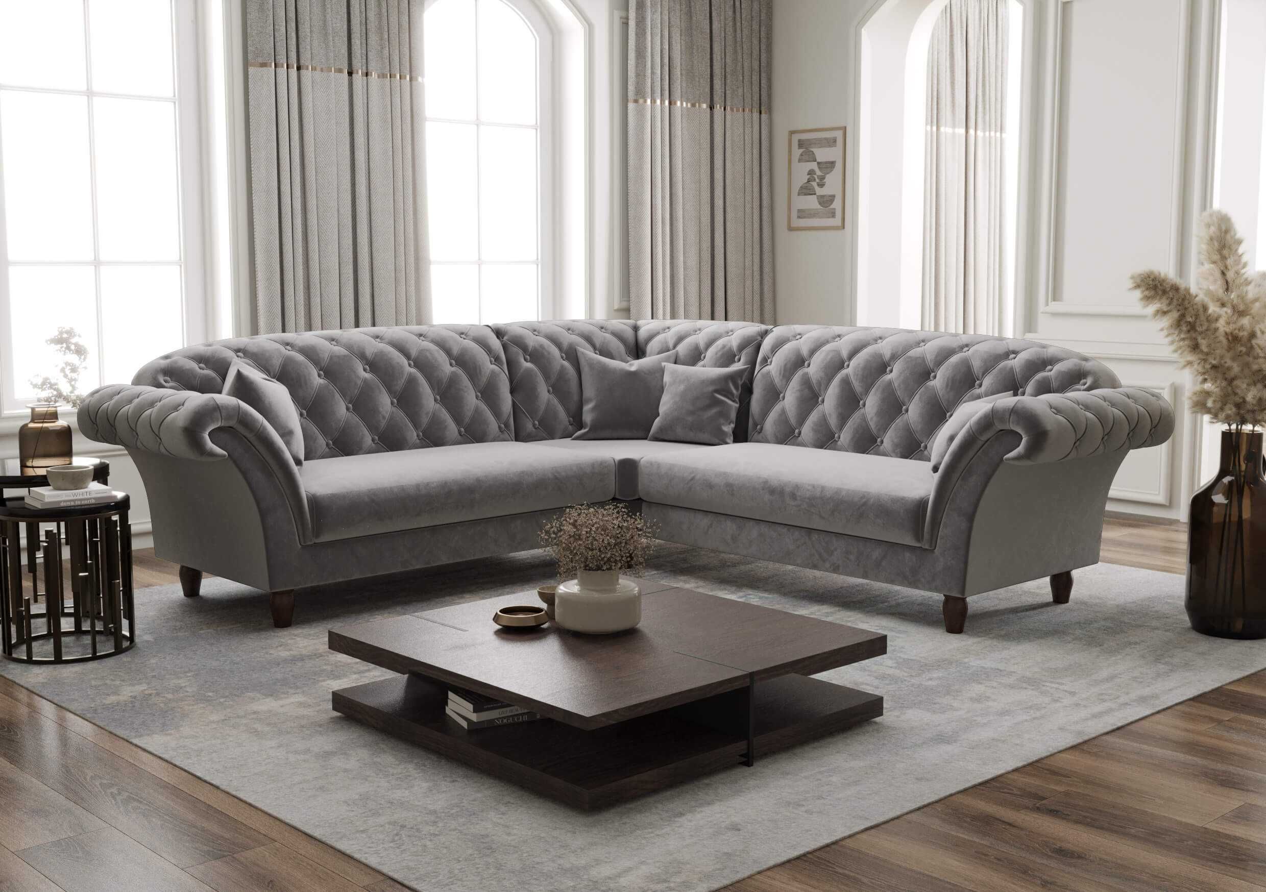 Narożnik Rogówka Chesterfield Royal Glamour Elegancki Wygodny Stylowy