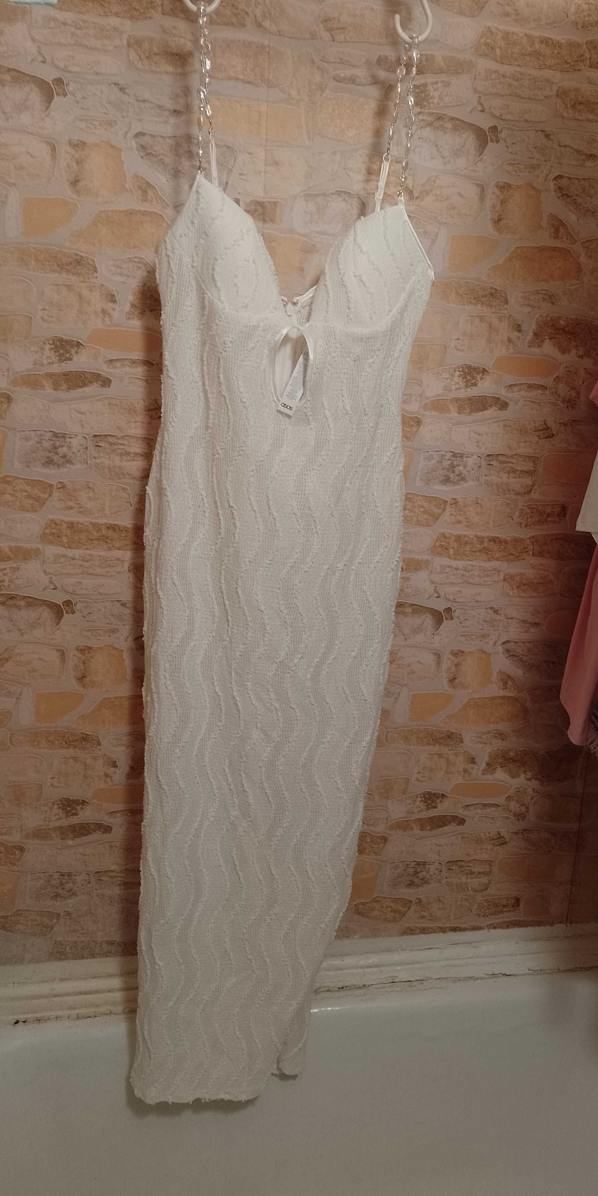(38/M) ASOS/ Długa, bogato zdobiona sukienka ołówkowa z Londynu, NOWA