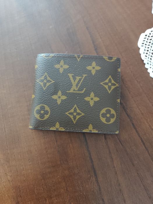 Porta moedas,notas cartões LV castanho com dourado certificado incluíd