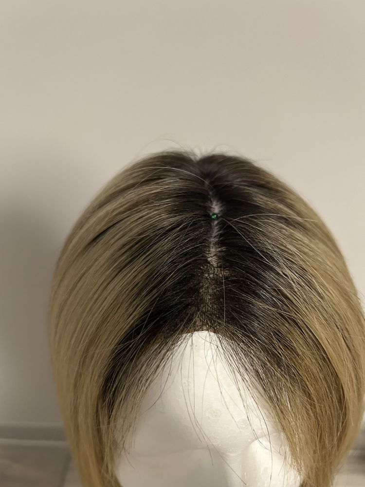 Peruka z naturalnych włosów Hair Lux, blond, 45 cm