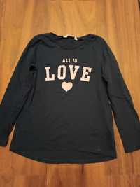 Granatowy t-shirt LOVE H&M 122/128