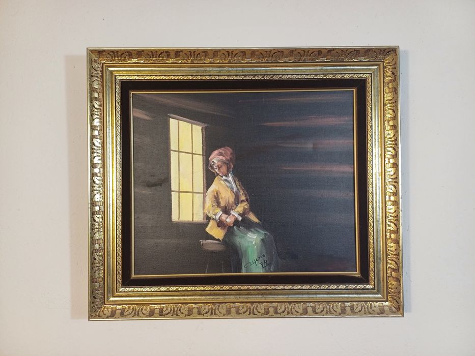 Stary obraz na płótnie sygnowany  .