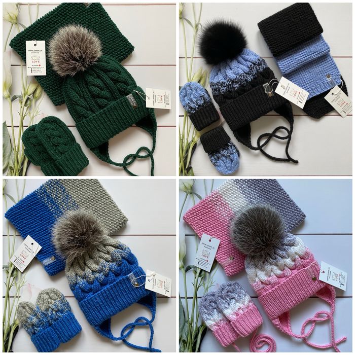 Тепла зимня шапка та снуд. В’язана шапка. Дитяча шапка. Шапка. Хомут.