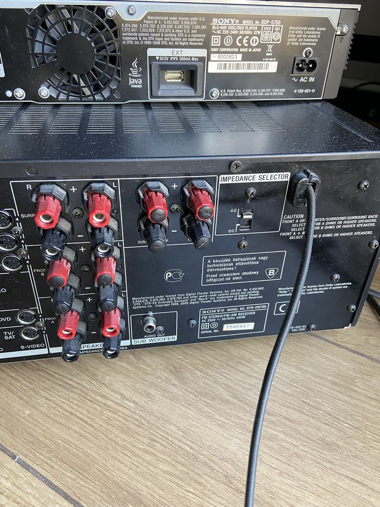 Zestaw kino domowe sony bdp s760 i str db790
