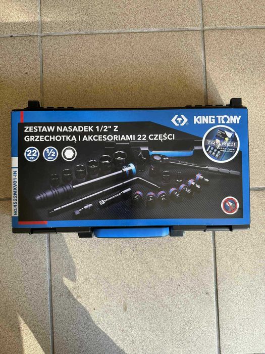 KING TONY Zestaw nasadek klucze 1/2 8-32mm 22ele.