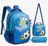Pack Escolar futebol 3 peças Mochila Grande + Lancheira + porta lápis