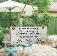 Placa de madeira para casamento