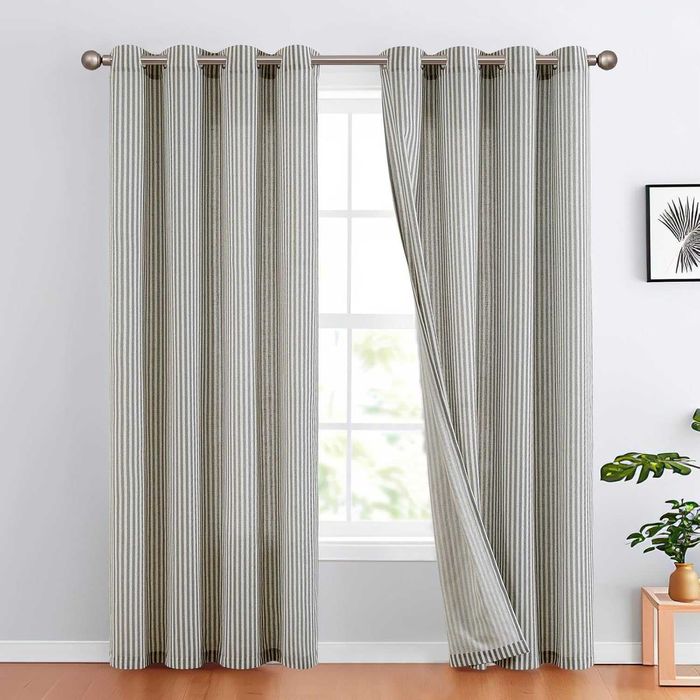 Zasłony lniane  w paski z przelotkam  zestaw 2 szt., 130 x 225