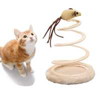 NOWE! Zabawka dla kota sizalowa mysz myszka na sprężynce podstawa
