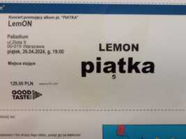 2 bilety koncert Lemon Piątka Warszawa 26 kwietnia