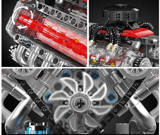 Klocki konstrukcyjne MOULD KING 10171 Silnik V8 ENGINE 487 elementów