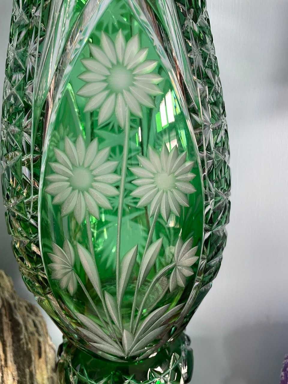Kryształ , zielony wazon HUTA IRENA