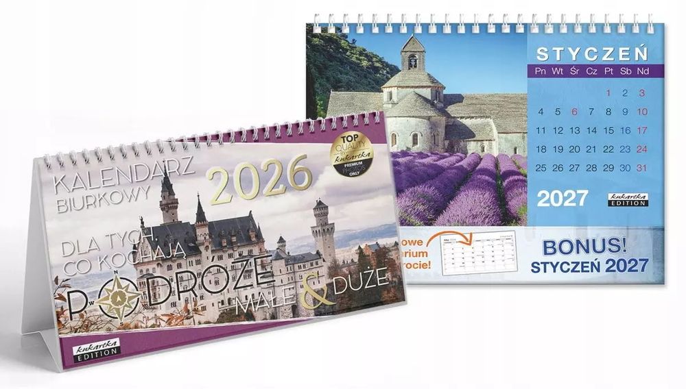Kalendarz biurkowy 2026 Passion krajobrazy. Kukartka. Nowy Produkt
