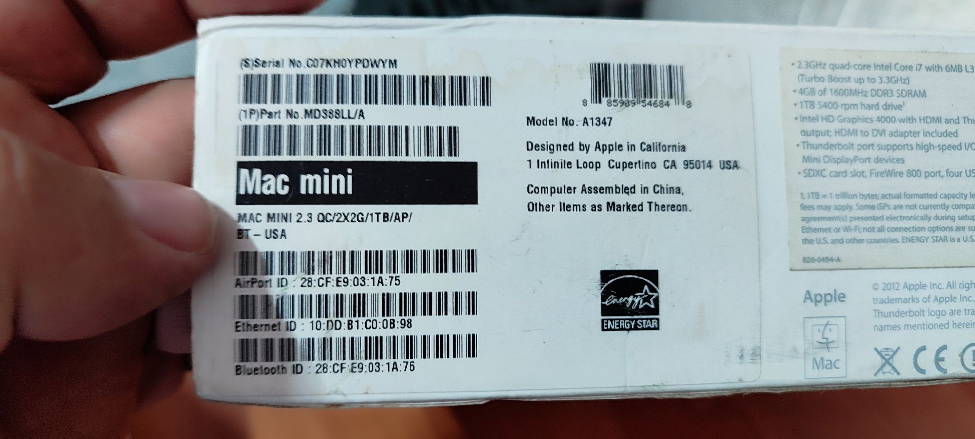 MAC mini i7 dysk 1 TB model A1347