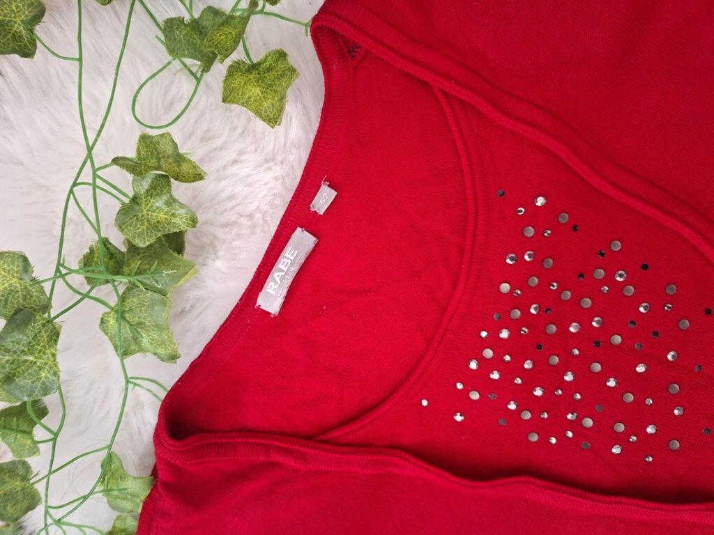 1+1 gratis, Elegancki czerwony sweter, Modal, 5 x,6 xl l