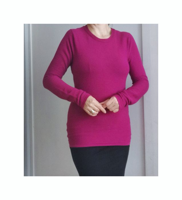 Bluzka różowa fuksja z wiskozy sweter S M 38  ciepły
