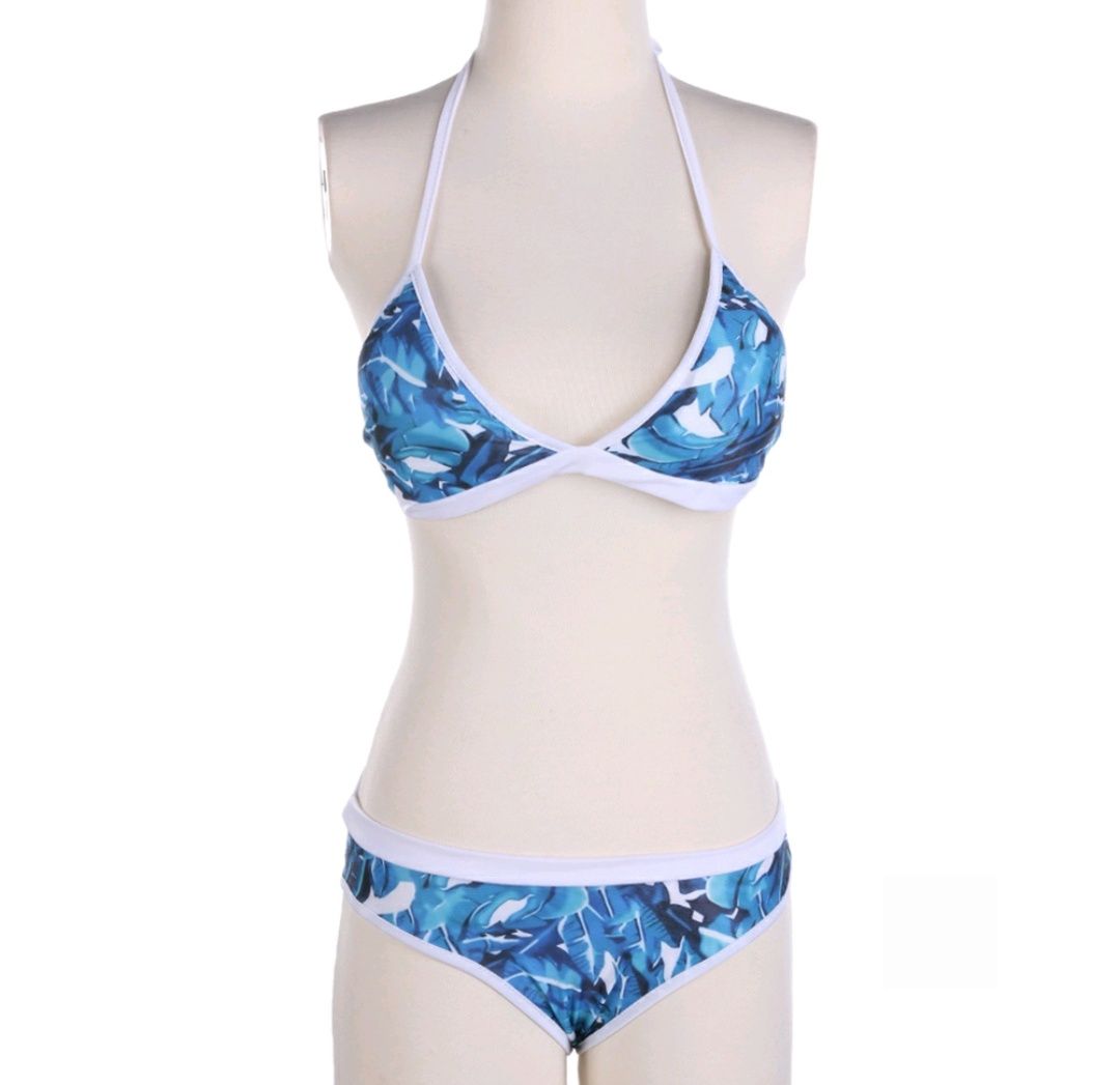 Piękny dwuczęściowy strój kąpielowy M bikini liście kostium kąpielowy