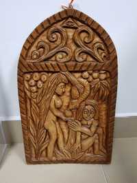 Rzeźba w drewnie "Adam i Ewa w Raju"
