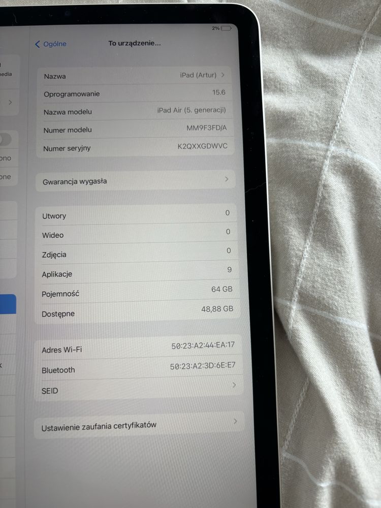iPad Air 5 generacji (2022)