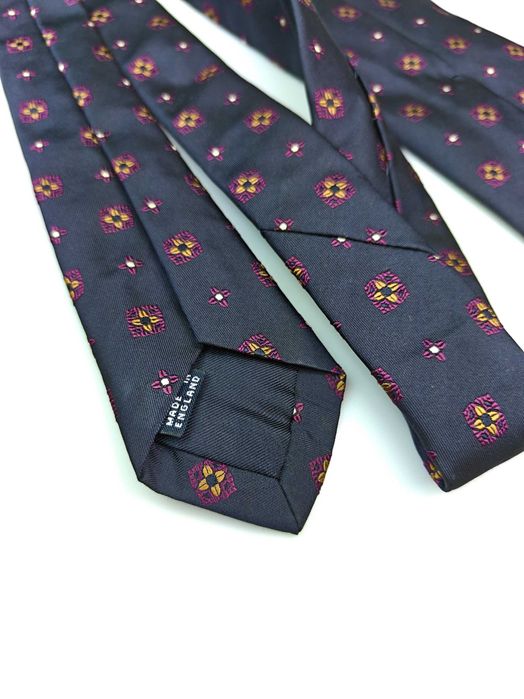 Drake's London jedwabny krawat w kwiaty wzory lip04