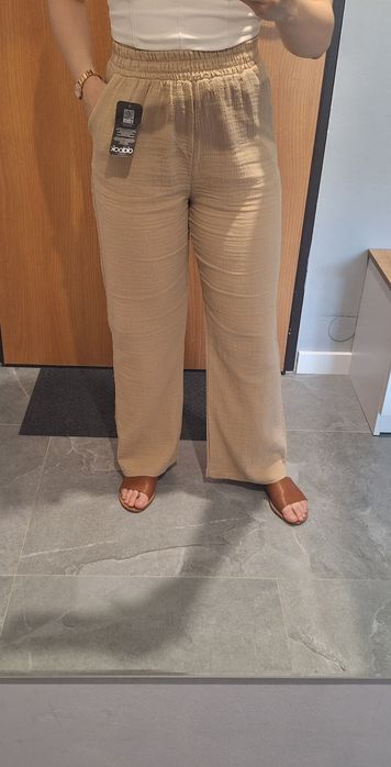 NOWE spodnie damskie muślinowe beżowe M/L