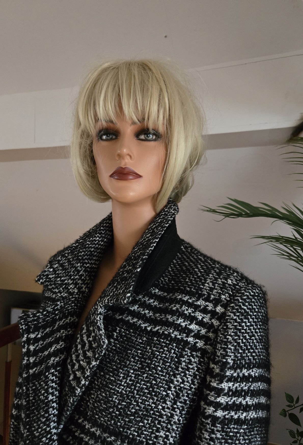 KARL LAGERFELD wełniany płaszcz w kratę 44